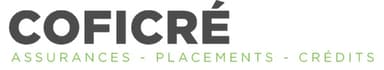 Logo de Coficré, spécialisé en assurances, placements et crédits, avec un design sobre et professionnel.
